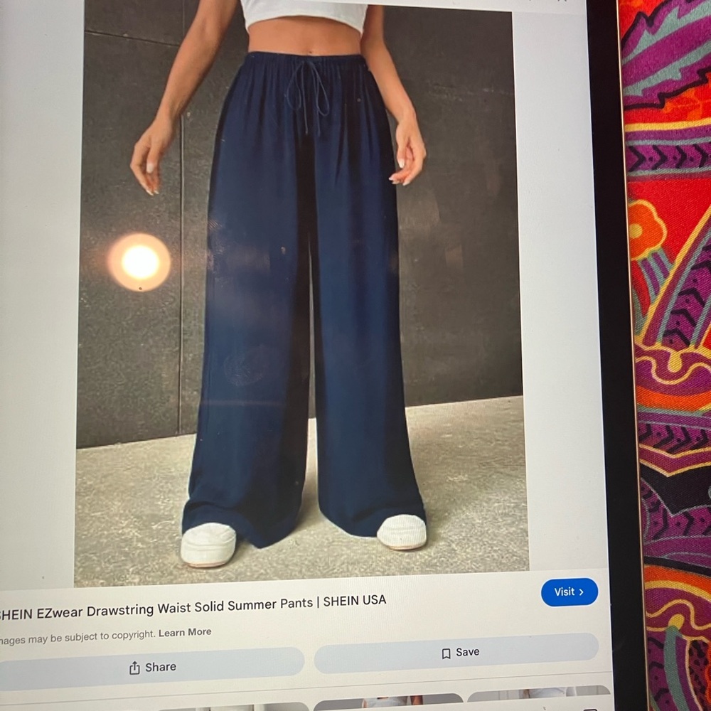 Cider Deep Blue Wide-Leg Pants